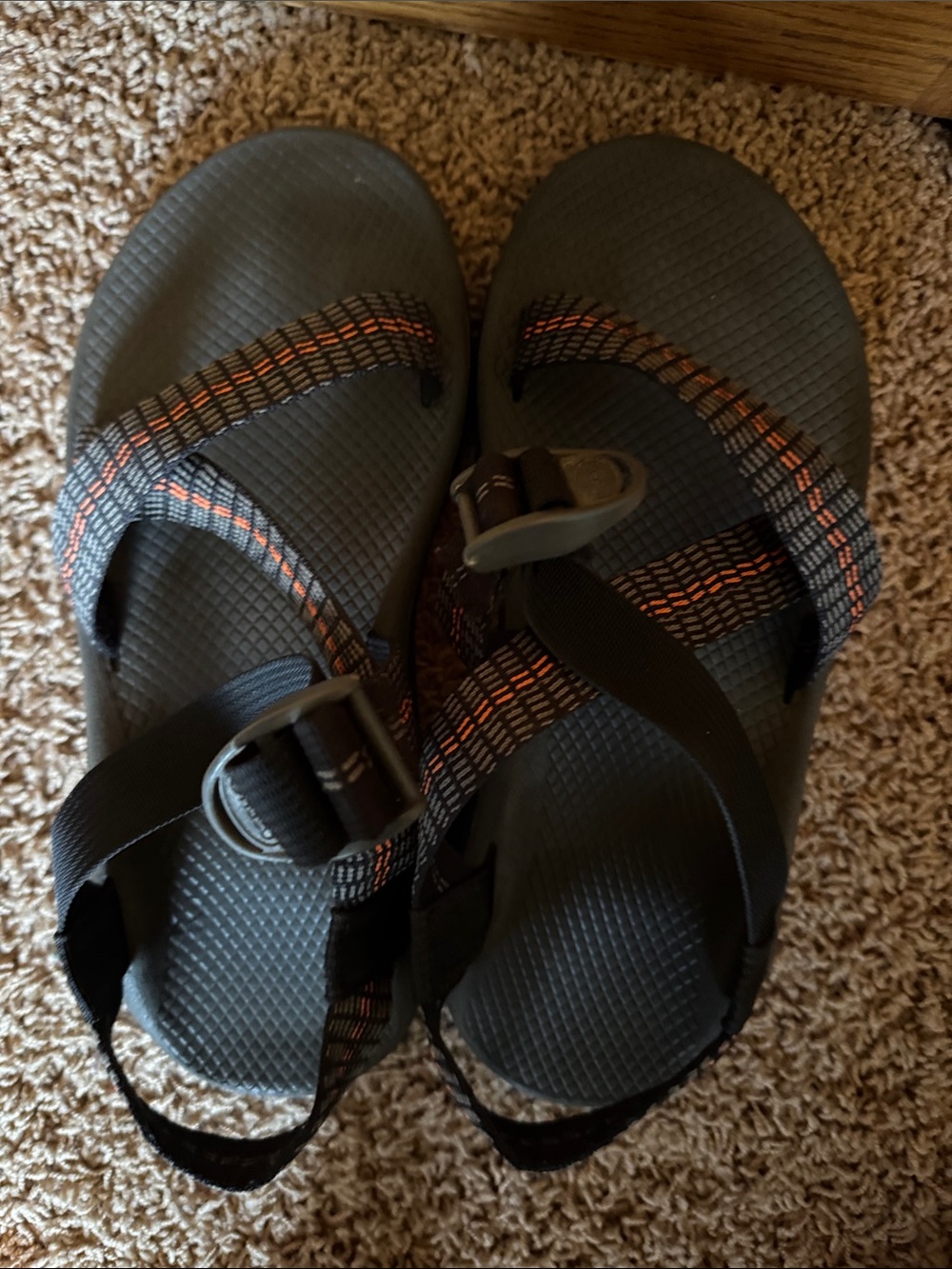 Chaco Black Sandals with Orange Accents